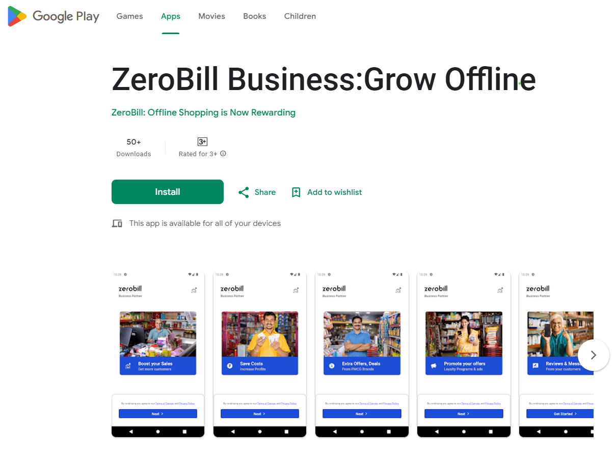 ZeroBill Dashboard displaying metrics