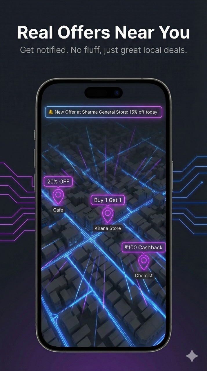 Real offers near you — local stores showing discounts, cashback, and BOGO deals